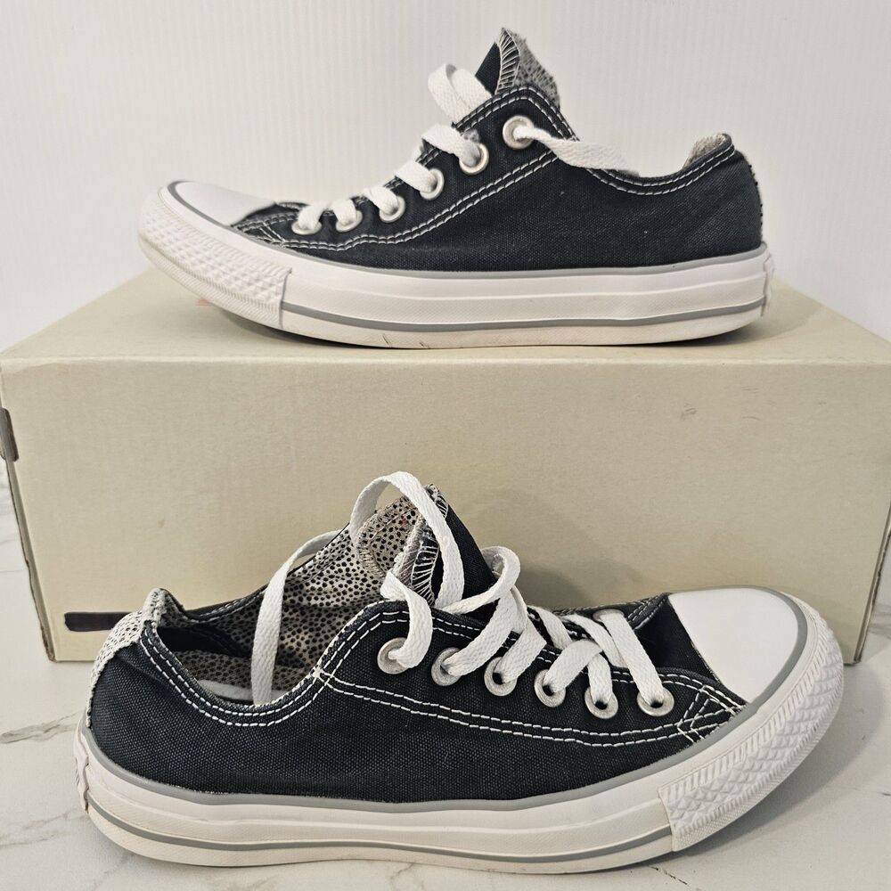 Converse Shoes Womens 7 Chuck Taylor Double Tongue #546914F Black Lucky Stone